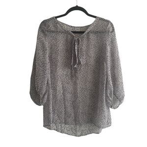 Silk Popover Blouse Grey Blue Medium